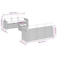 Garden Sofa Set Set of 7 Black, Cream White