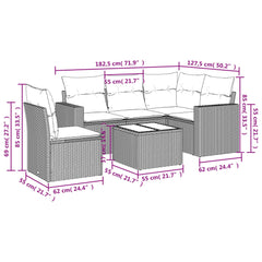 Garden Sofa Set Black with Cream White Cushions