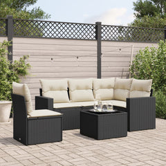 Garden Sofa Set Black with Cream White Cushions