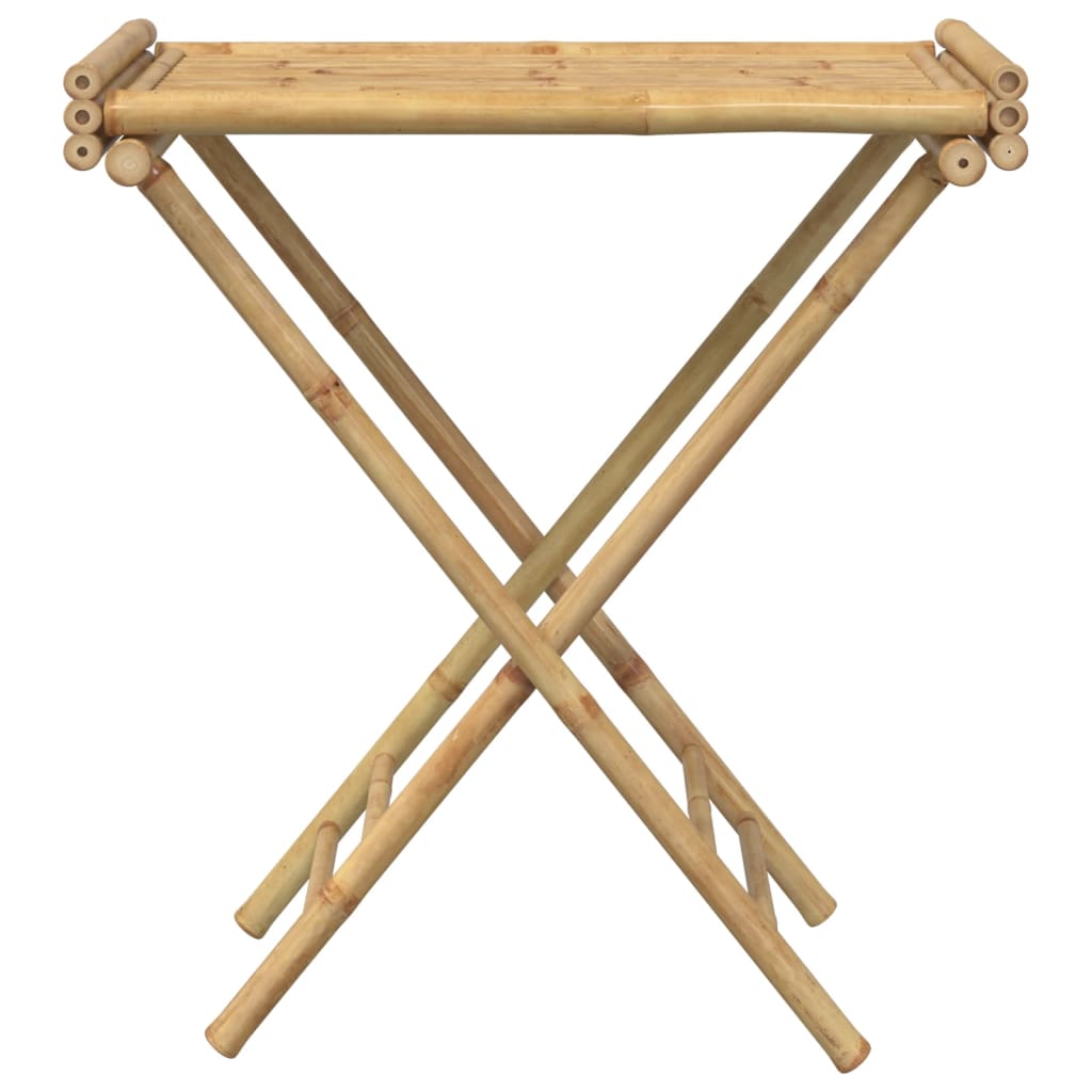 Bostome bamboo folding tray table with slatted top and X-frame legs.