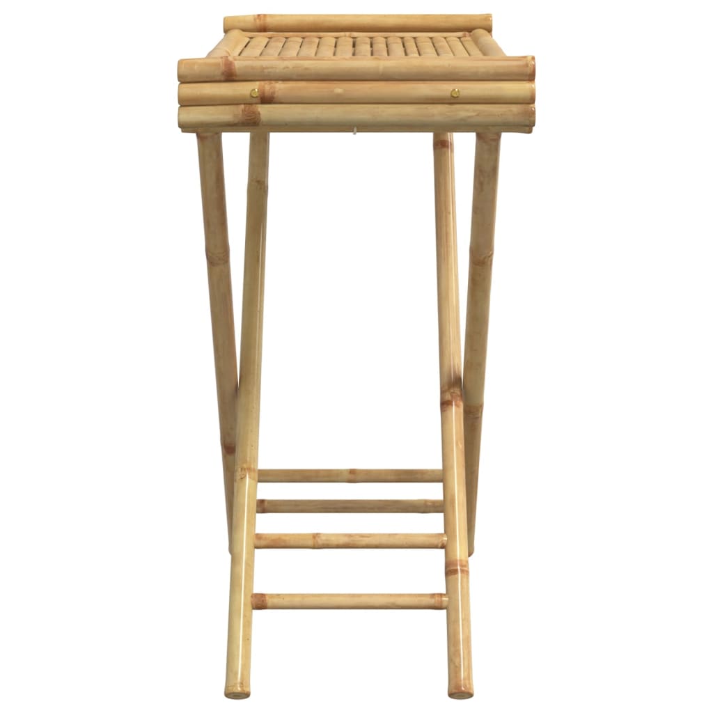Bostome bamboo folding tray table with slatted top and legs, 27.8x16.7x31.5 inches.