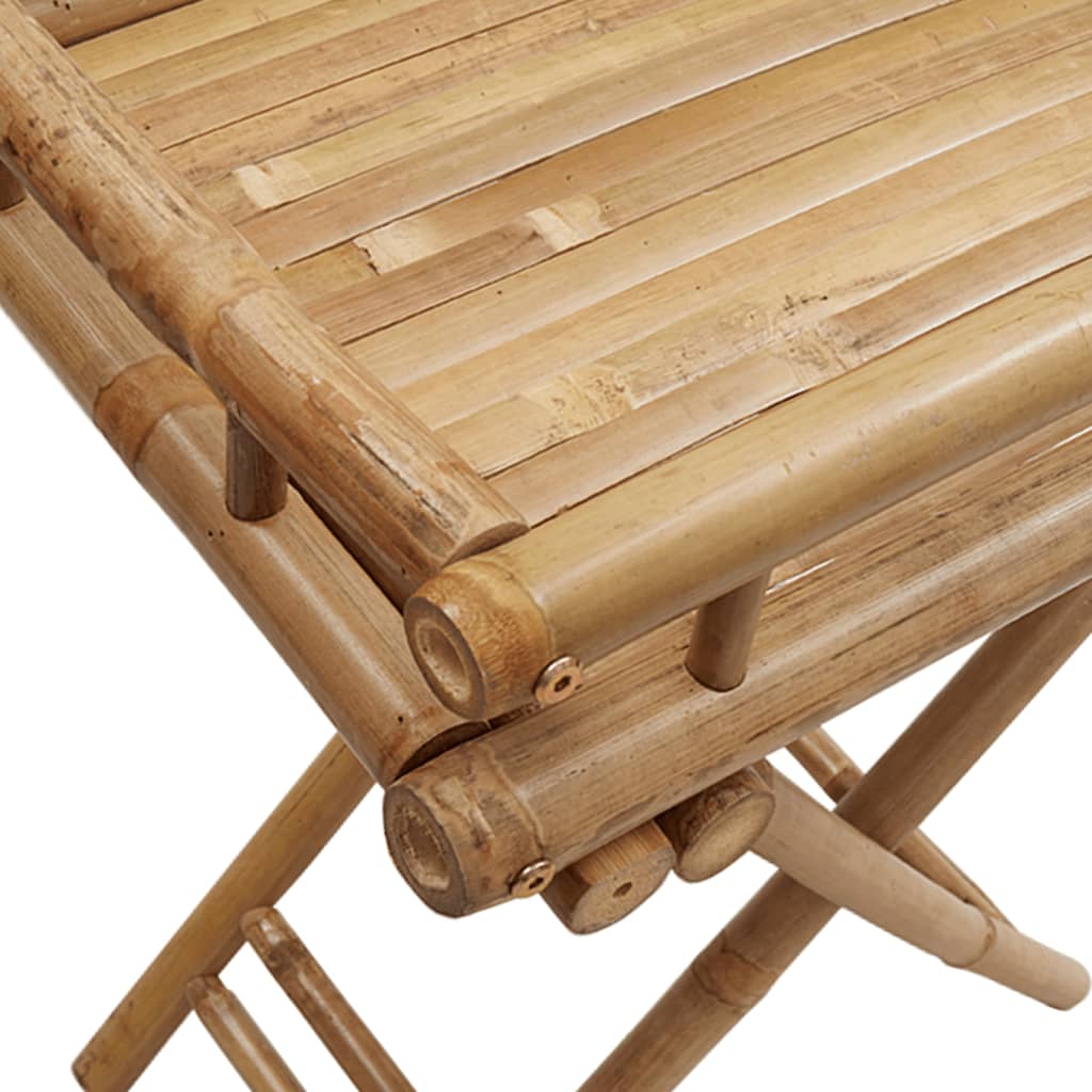 Bamboo folding tray table with slatted top and X-frame legs, 23.6x15.7x26.8 inches.