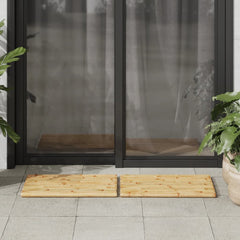 Two rectangular bamboo bath mats, each 19.7 by 13.8 inches, placed side by side on a tiled floor.