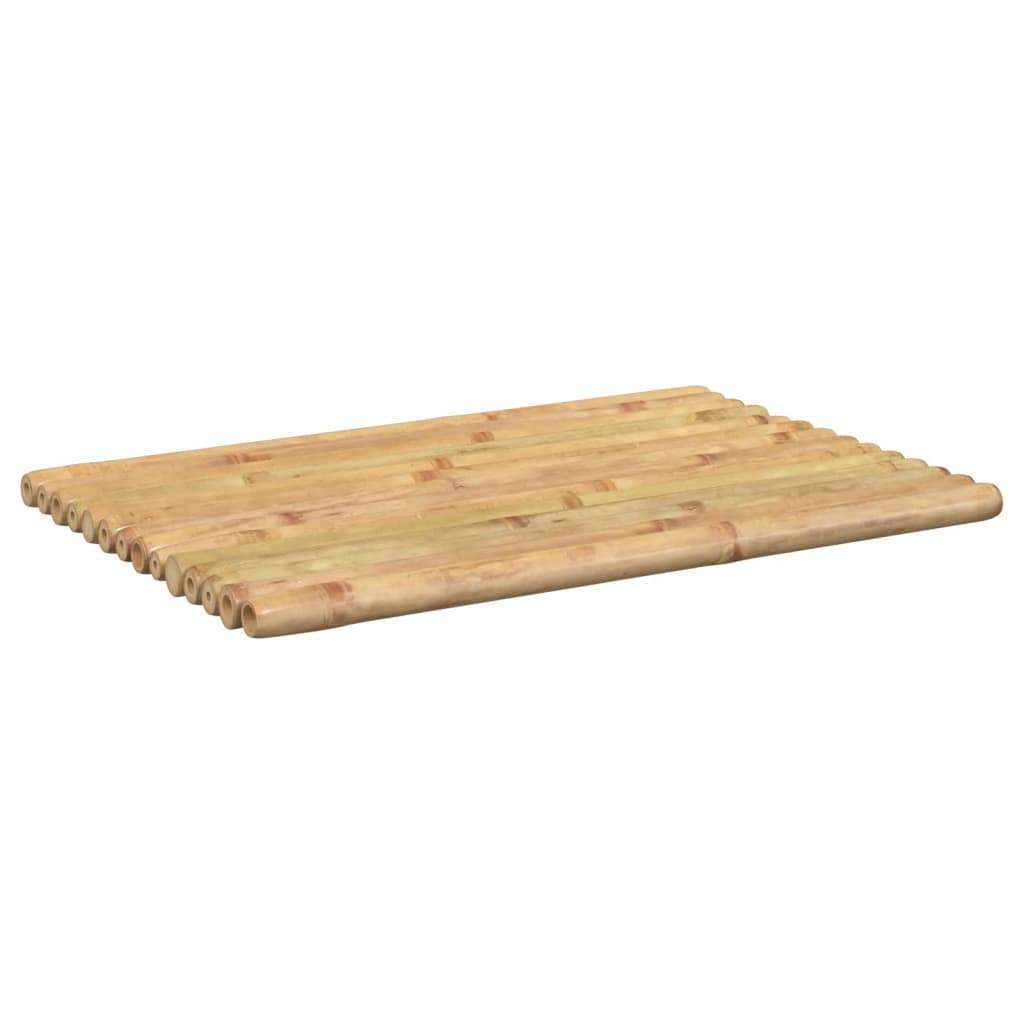 Two bamboo bath mats, each 19.7x13.8 inches with slatted design for drainage.