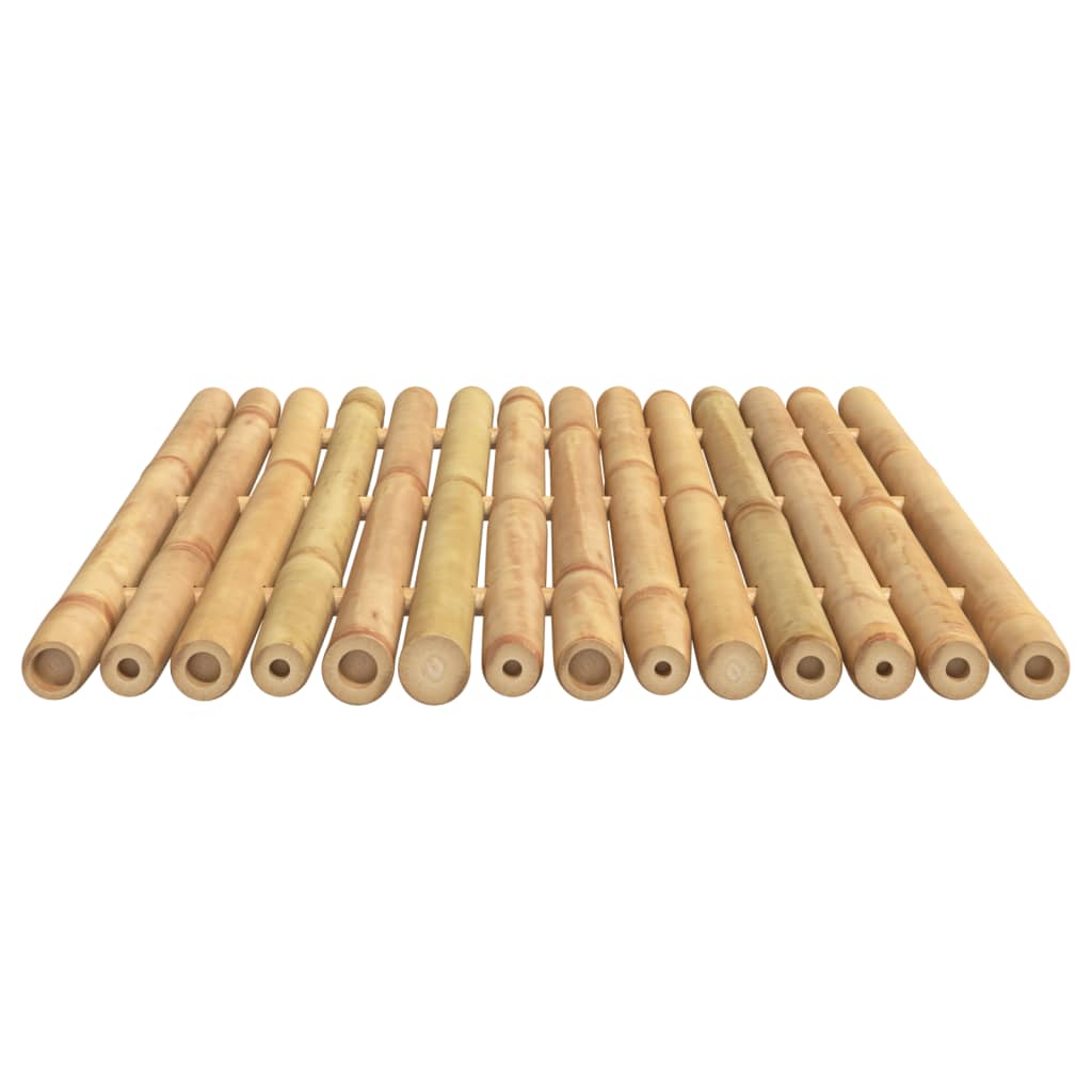 Two bamboo bath mats, each 19.7 by 13.8 inches with slatted design.