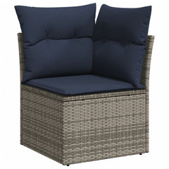 5 Piece Garden Sofa Set with Cushions Grey Poly Rattan