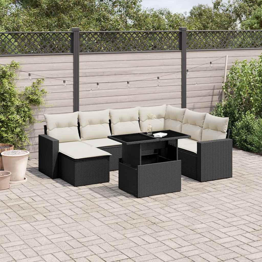 Garden Sofa Set Black, Cream White