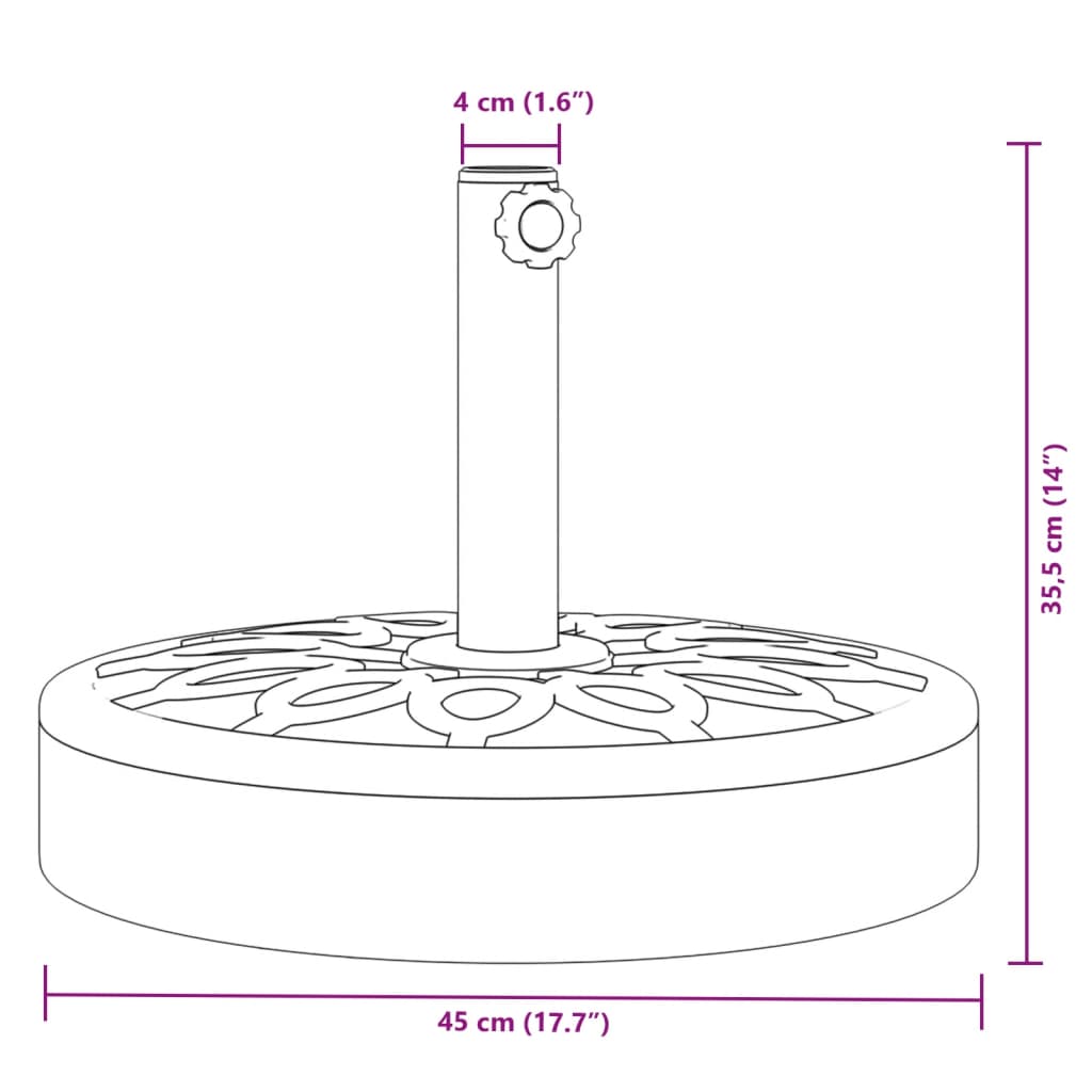 Parasol Base for ??1.5/1.9 Poles 55.1 lb Round