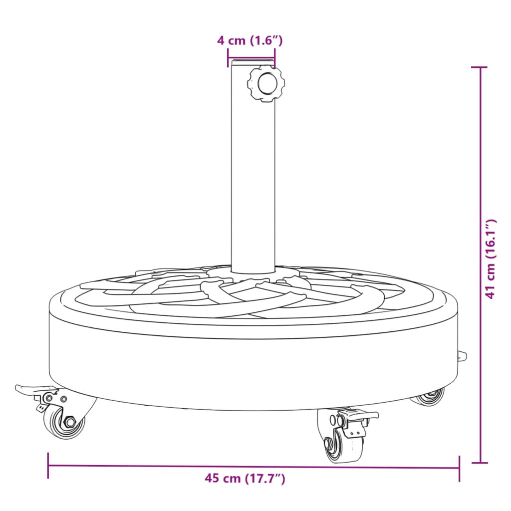Parasol Base with Wheels for ??1.5/1.9 Poles 59.5 lb Round