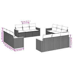 12 Piece Patio Sofa Set with Cushions Black Poly Rattan