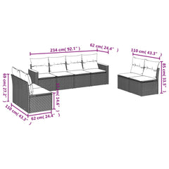 8 Piece Patio Sofa Set with Cushions Black Poly Rattan