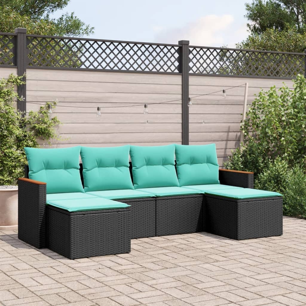 Garden Sofa Set Black and Blue