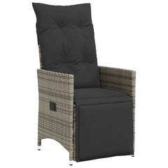 Bistro Set Grey PE rattan 8-seater Adjustable Footrests