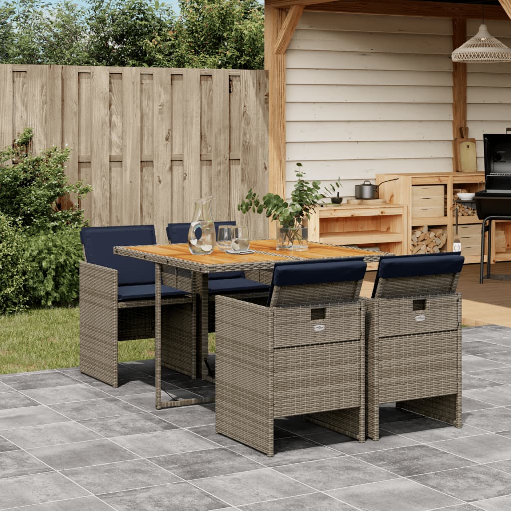 Patio Dining Set Set of 4 Gray and brown