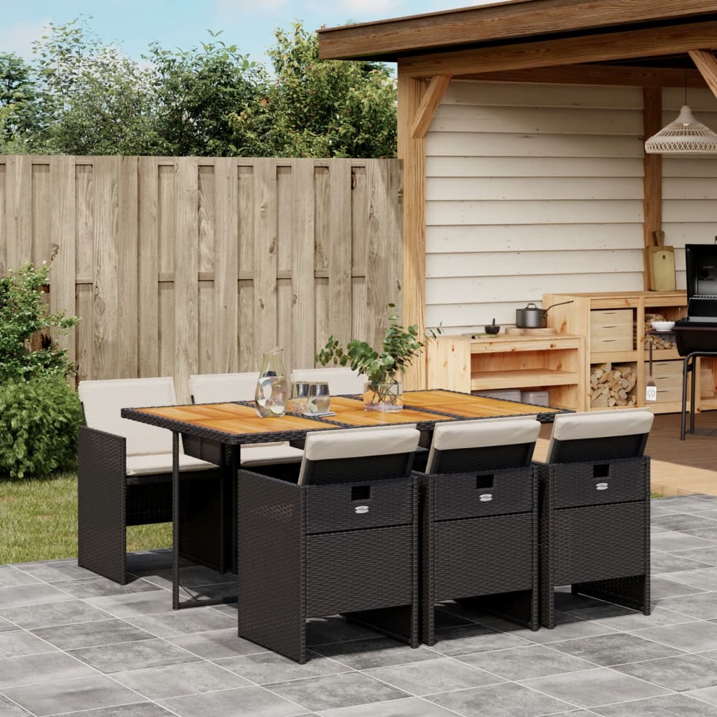 Patio Dining Set Set of 6 Black, Cream white, Brown