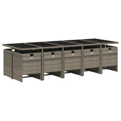 Patio Dining Set Set of 10 Gray PE rattan Large Foldable