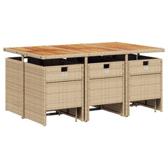 Garden Dining Set Beige and brown