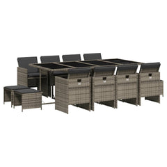 Garden Dining Set Grey PE rattan 12-seater Foldable