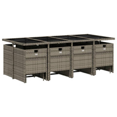Garden Dining Set Grey PE rattan 12-seater Foldable