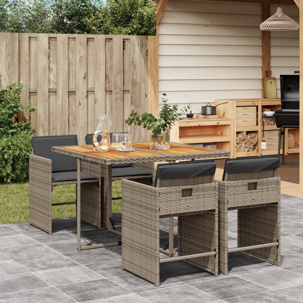 Patio Dining Set Set of 4 Gray, Brown, Dark Gray Cushion