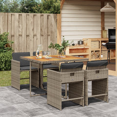 Patio Dining Set Set of 4 Gray, Brown, Dark Gray Cushion