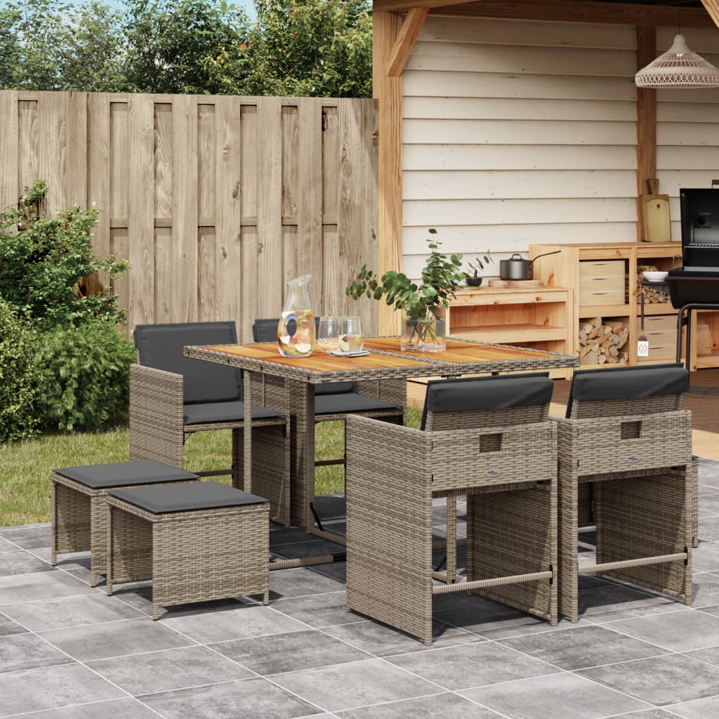 Patio Dining Set Set of 8 Gray, Brown, Dark Gray