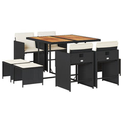 Patio Dining Set Set of 8 Black, Brown, Cream White