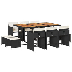 Patio Dining Set Set of 10 Black