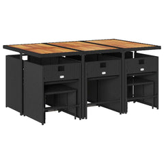 Patio Dining Set Set of 10 Black