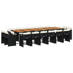 Patio Dining Set Set of 16 Black