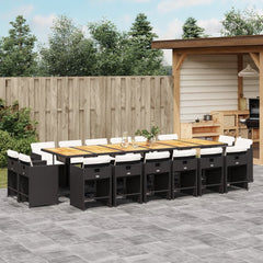 Patio Dining Set Set of 16 Black