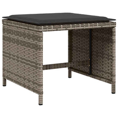 Garden Dining Set Grey PE Rattan 8-seater Foldable