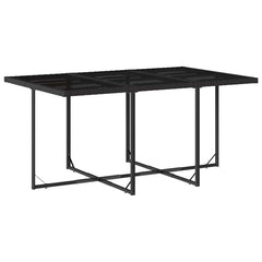 11 Piece Patio Dining Set with Cushions Black Poly Rattan