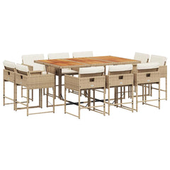 Patio Dining Set Set of 10 Beige PE rattan 10-person Foldable