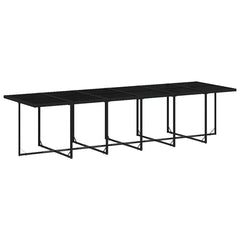 Patio Dining Set Set of 16 Black PE Rattan Large Foldable