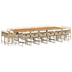 Patio Dining Set Set of 16 Beige, Cream white