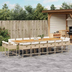 Patio Dining Set Set of 16 Beige, Cream white