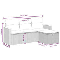 4 Piece Patio Sofa Set with Cushions Gray Poly Rattan