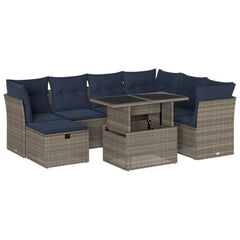 8 Piece Garden Sofa Set with Cushions Grey Poly Rattan