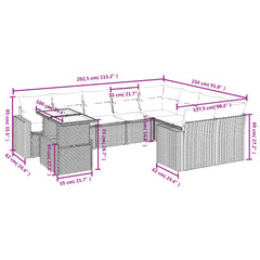 10 Piece Patio Sofa Set with Cushions Gray Poly Rattan