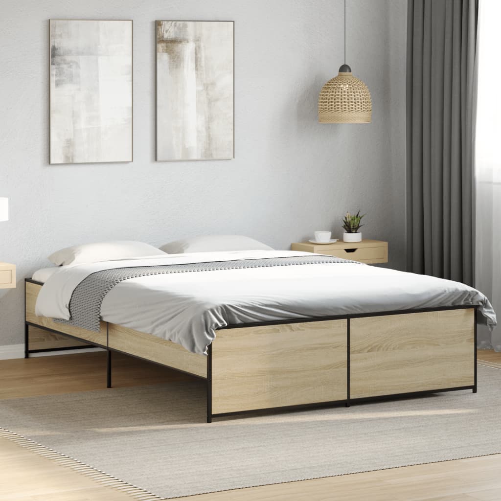 Bed Frame Sonoma oak Engineered wood Double Durable Bed Frame