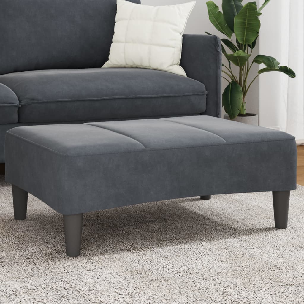 Footstool Dark Grey Velvet (100% polyester), plywood, foam, plastic