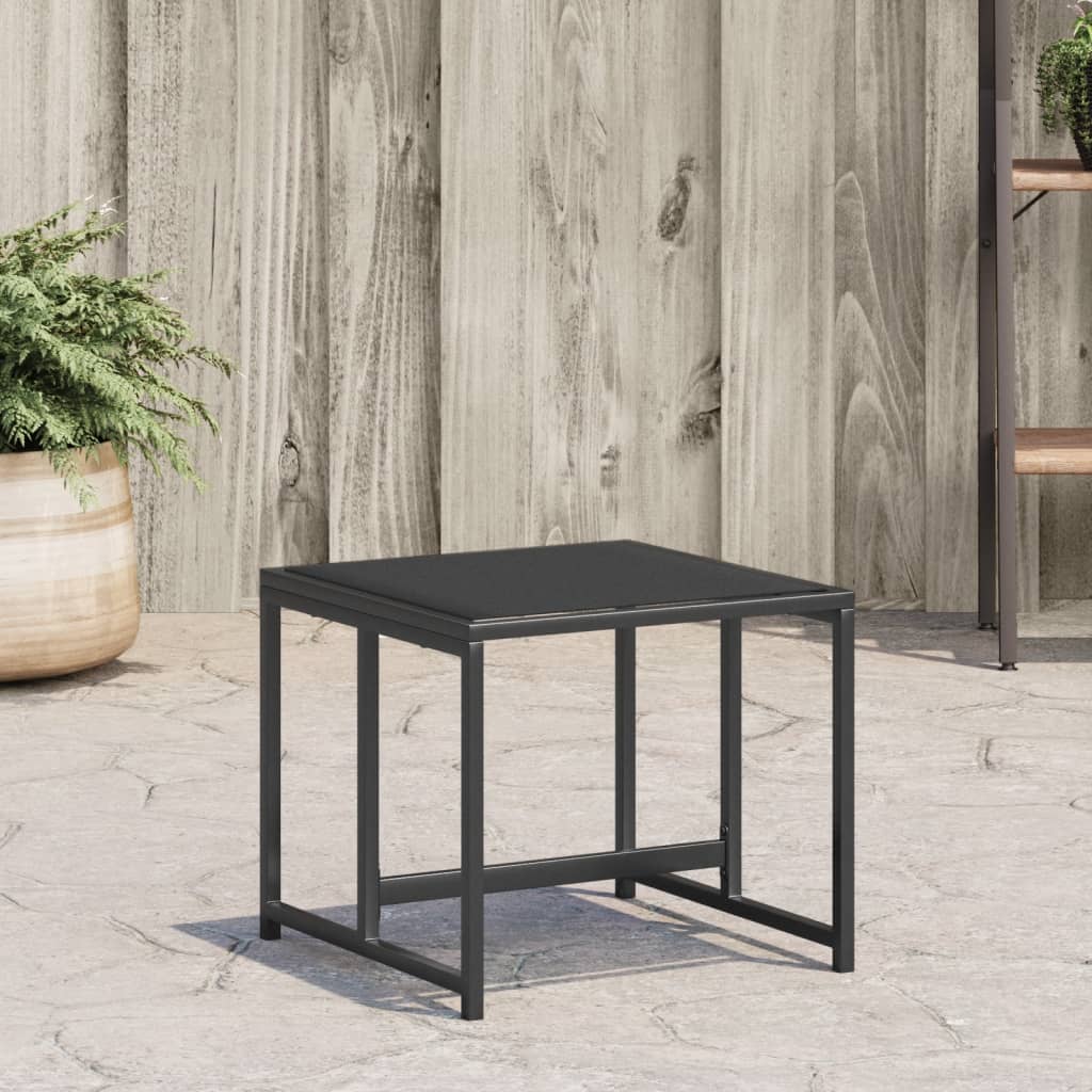 Garden Stool Set of 4 Black Textilene fabric, Powder-Coated Steel