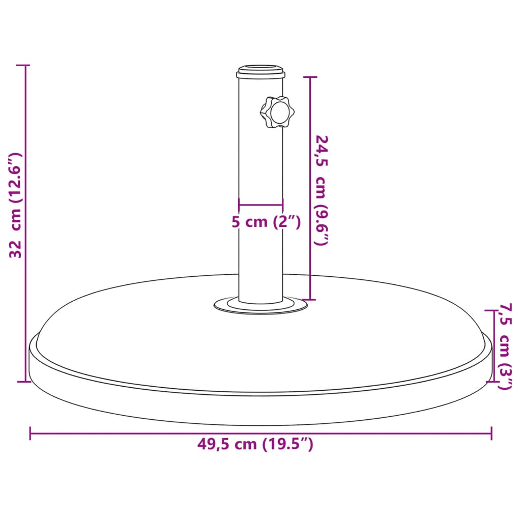 Parasol Base for ??1.3/1.4/1.5 Poles 55.1 lb Round