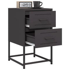 Bedside Cabinet Set of 2 Black Steel Medium Bedside Cabinet