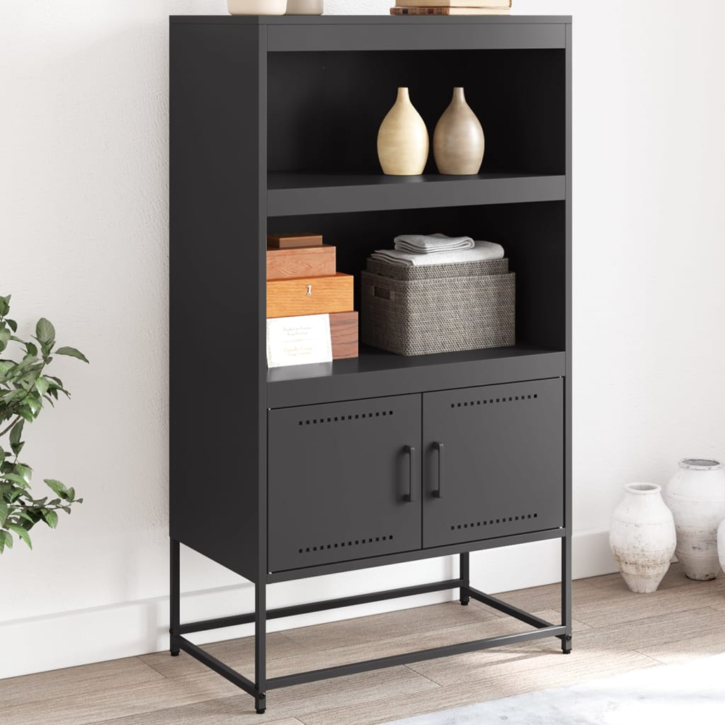 Highboard Black Steel 27.0x15.2x48.6 in Highboard Rectangular