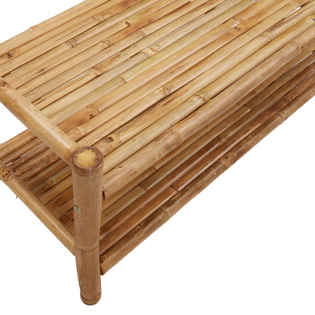 Bostome bamboo clothes rack with two shelves and hanging rail, 40.6x15.7x72in.