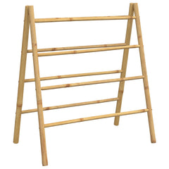 Double-sided bamboo towel ladder with four rungs, measuring 35.4x19.7x39.4 inches.