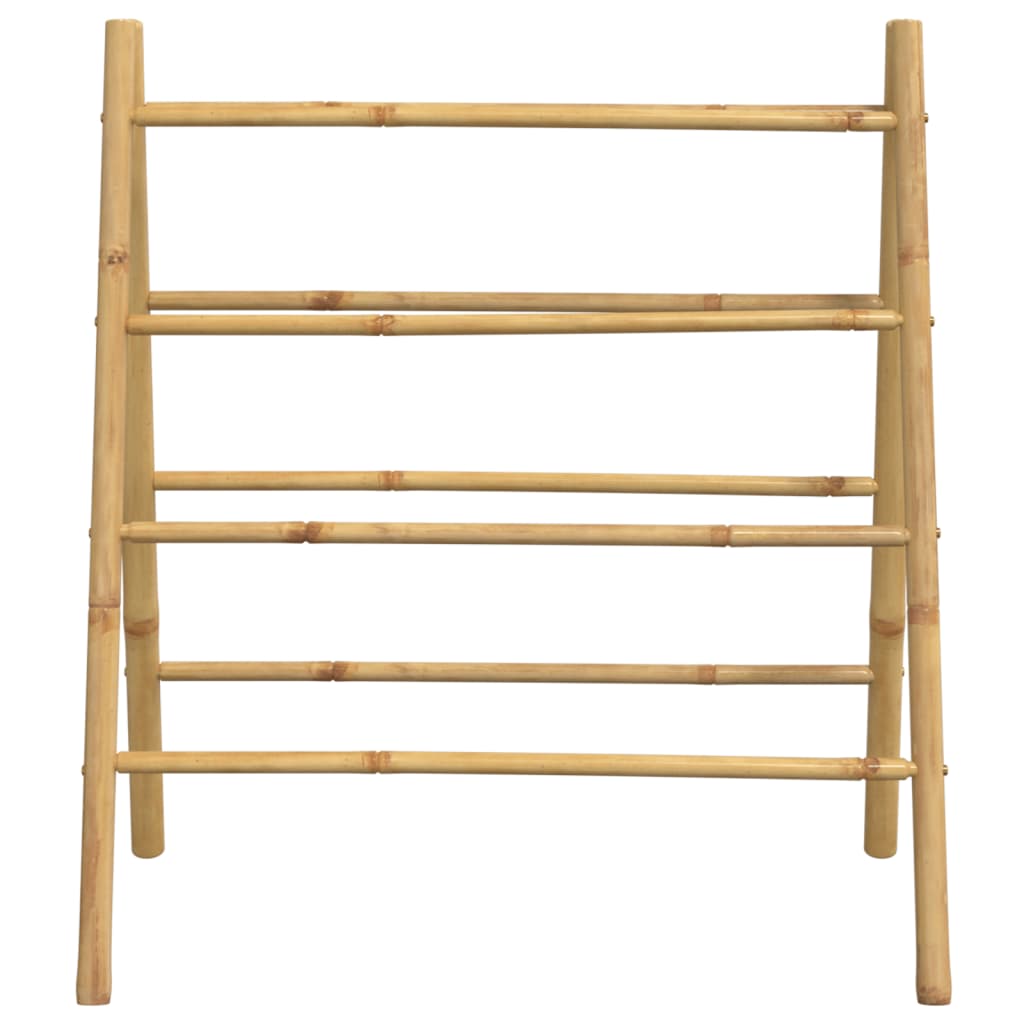 Double-sided bamboo towel ladder with four rungs, measuring 35.4x19.7x39.4 inches.