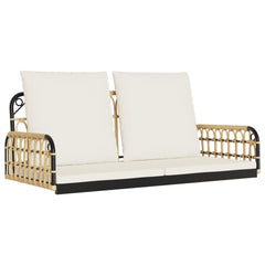 Swing Bench Brown, Black, Cream White PE rattan, Powder-coated steel